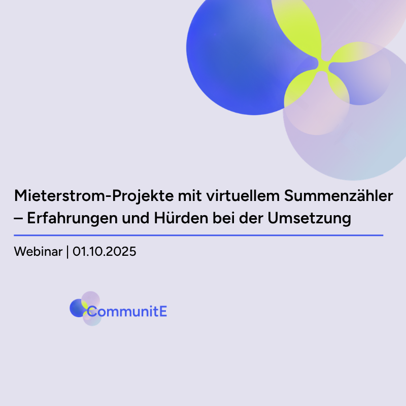 Webinar: Mieterstrom-Projekte mit virtuellem Summenzähler – Erfahrungen und Hürden bei der Umsetzung